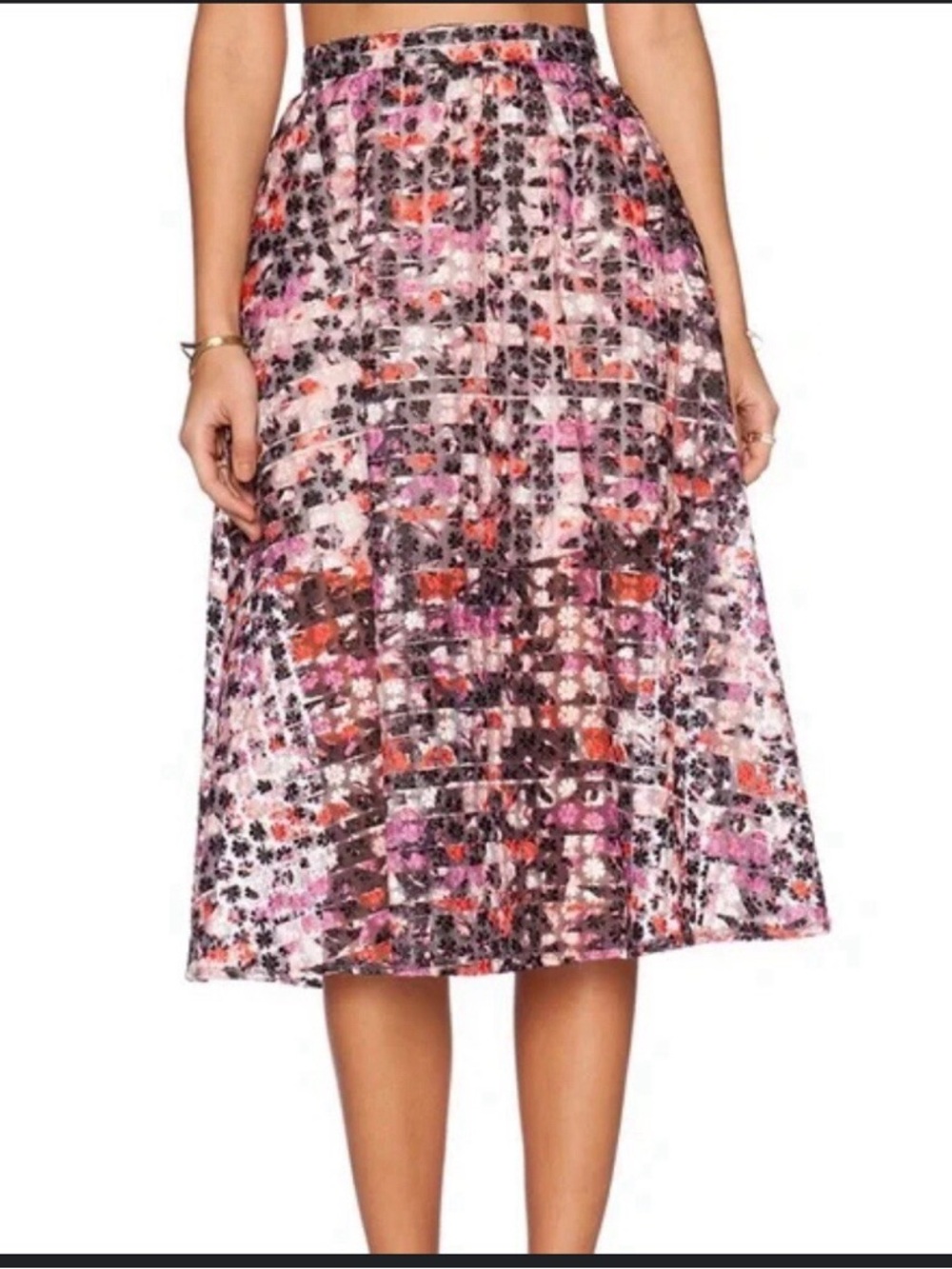 Floral Multicolor A-Line Women's Skirt - Picture 3 of 9
